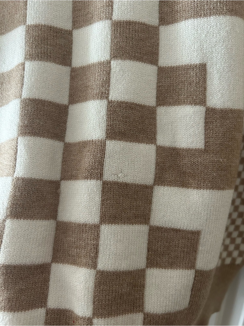 Love Soft Beige & Cream Checkerboard Sweater - Picture 3 of 5